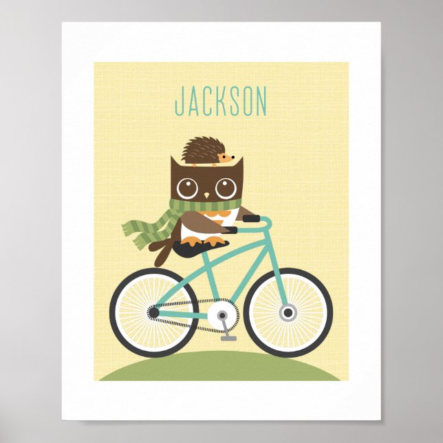 Owl Personalised Nursery Poster Print (Front)