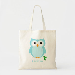 Owl Personalised Tote Bag, Blue Bag
