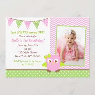 Owl Photo Birthday Party Invitation
