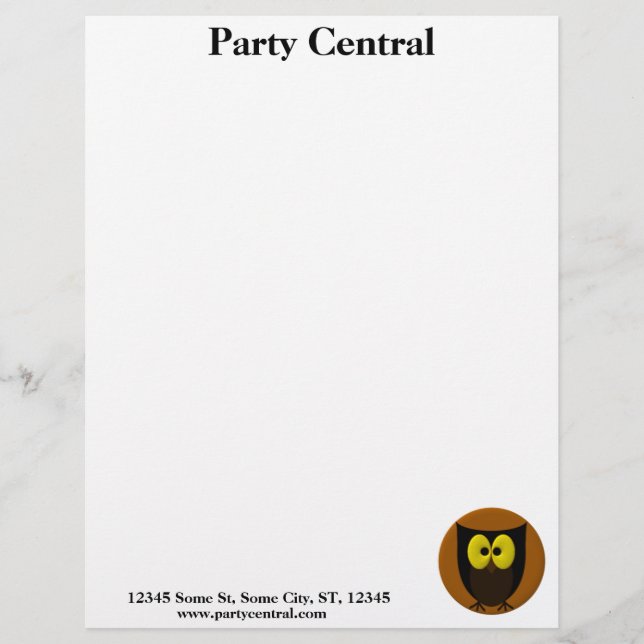 Owl Picture Customised Letterhead (Front)