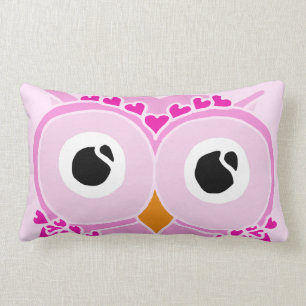 Owl Pillow: Pink Face Owl Lumbar Cushion