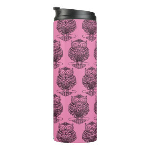 Owl (pink) - Thermal Tumbler