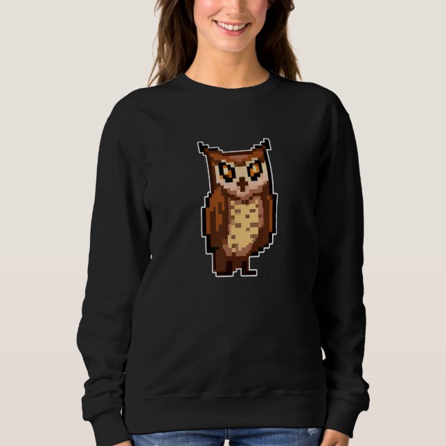 Owl Pixel Retro Gaming Style Sweatshirt (Front)