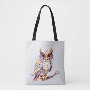 Owl Playful Adorable Fun Animal Colourful Geometri Tote Bag