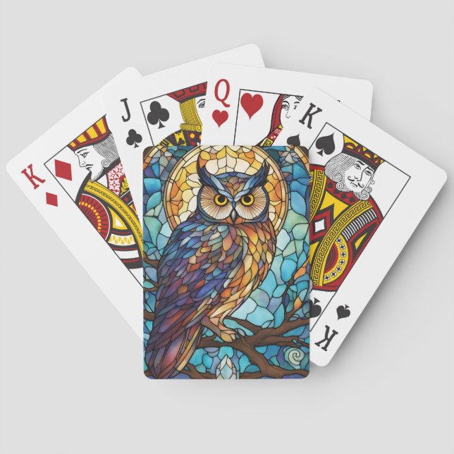 Owl Playing Cards Stained Glass Owl Poker Cards (Back)