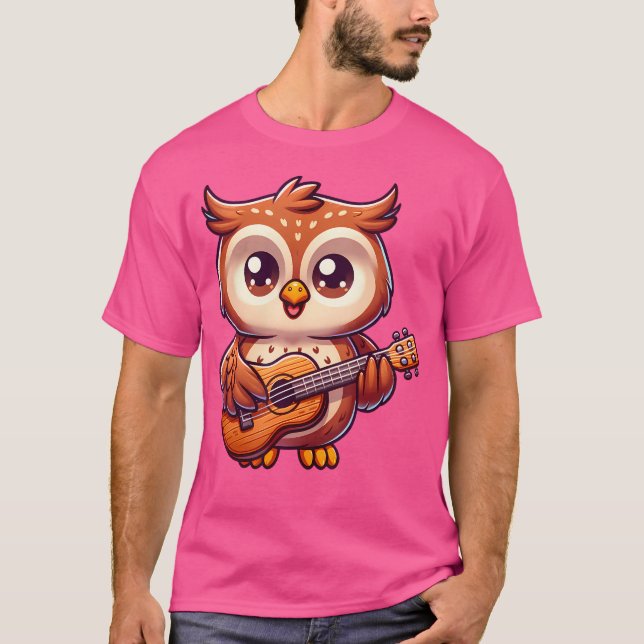 Owl Playing Guitar T-Shirt (Front)
