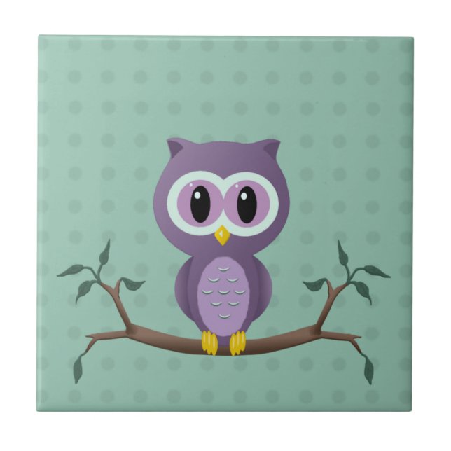 Owl Polka Dot Tile (Front)