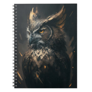 Owl Portrait Animal Nature Wildlife Dark Painting Notebook