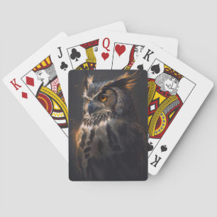 Owl Portrait Animal Nature Wildlife Dark Painting  Playing Cards