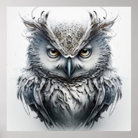Owl Portrait Animal Painting Wildlife Outdoors Art
