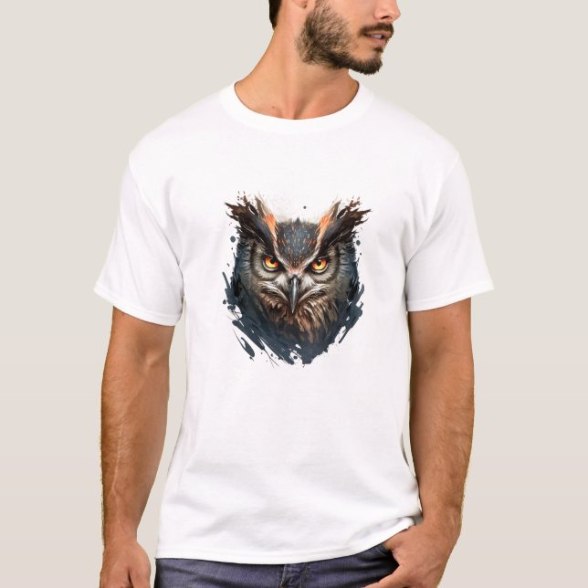 Owl Portrait Animal Painting Wildlife Outdoors Art T-Shirt (Front)