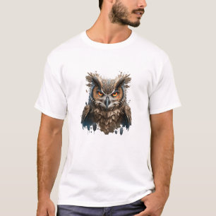 Owl Portrait Animal Painting Wildlife Outdoors Art T-Shirt