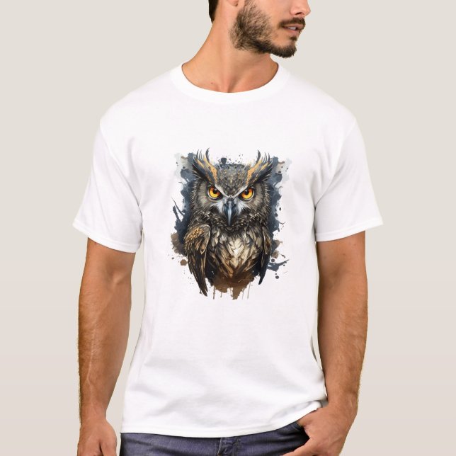 Owl Portrait Animal Painting Wildlife Outdoors Art T-Shirt (Front)
