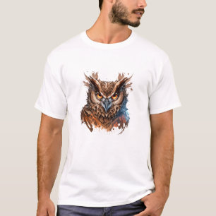 Owl Portrait Animal Painting Wildlife Outdoors Art T-Shirt