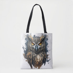 Owl Portrait Animal Painting Wildlife Outdoors Art Tote Bag