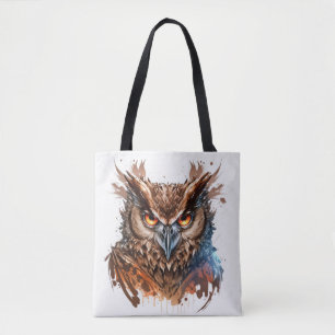 Owl Portrait Animal Painting Wildlife Outdoors Art Tote Bag