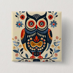 Owl Poster 15 Cm Square Badge