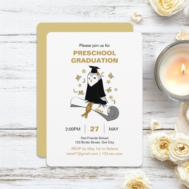 Owl Preschool / Kindergarten Graduation Ceremony Invitation (Creator Uploaded)
