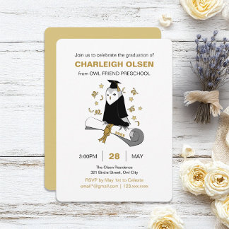 Owl Preschool / Kindergarten Graduation Party Invitation