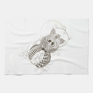 Owl Pumpkin Halloween Tea Towel