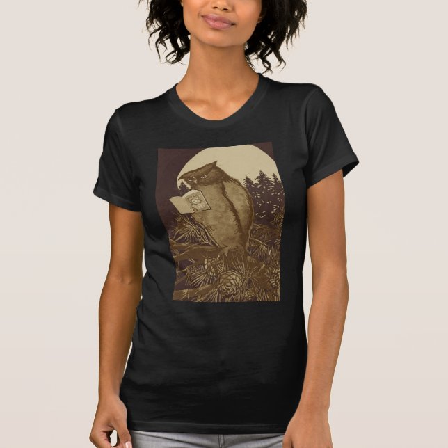 Owl  Reading by Moonlight T-Shirt (Front)