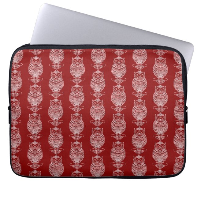 Owl (red) - Laptop Sleeve (Front)