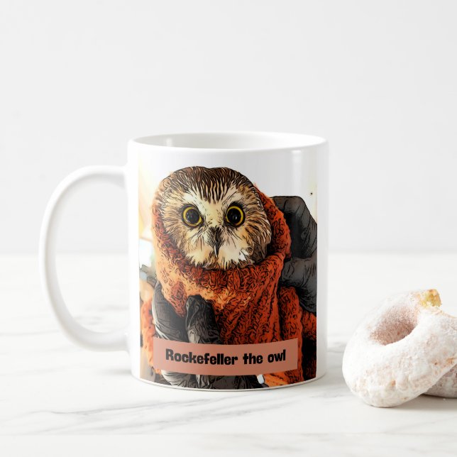 Owl, Rockefeller, Coffee Mug (With Donut)