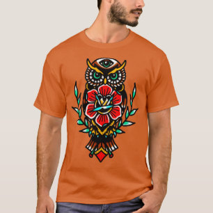 owl rose traditional tattoo T-Shirt