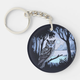 Owl Round Acrylic Keychain