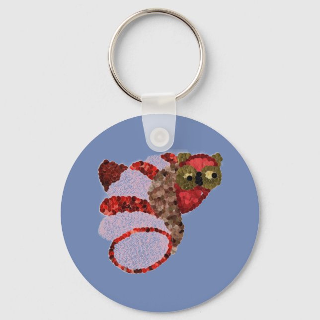 Owl Round Button Keyring (Front)