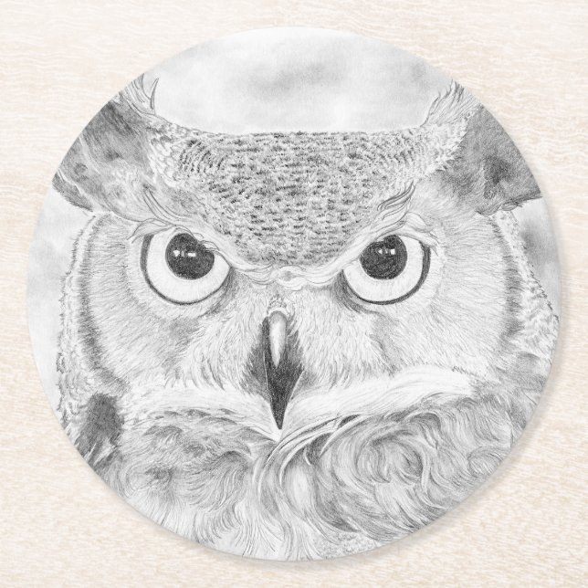 Owl Round Paper Coaster (Front)