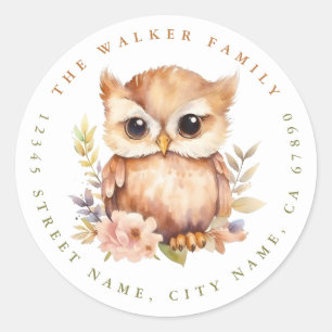 Owl Round Stickers