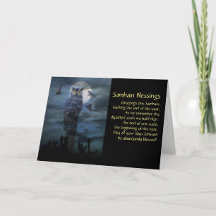 Owl Samhain Blessings Holiday Card