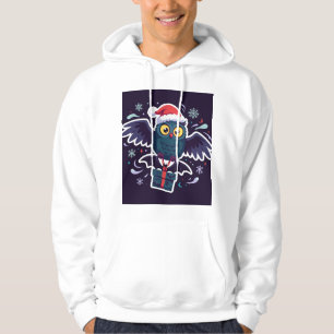 Owl Santa Delivering a Gift Hoodie