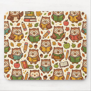 Owl School Mousepad – Autumn Pattern Cute Design