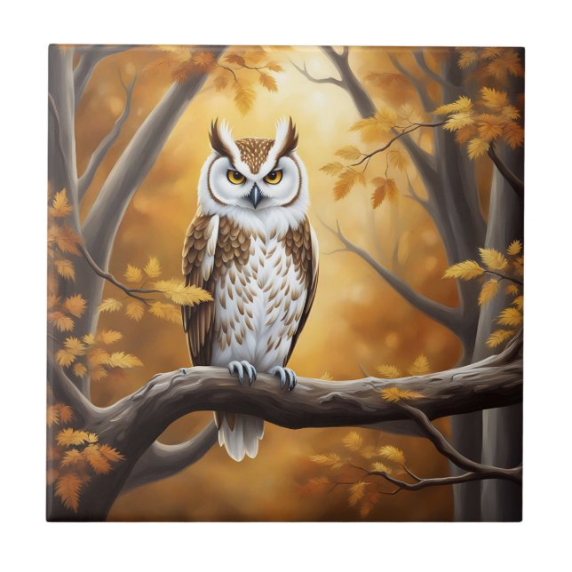 Owl Serenity Autumn Tile (Front)