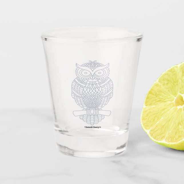Owl - Shot Glass (grey) (Front)