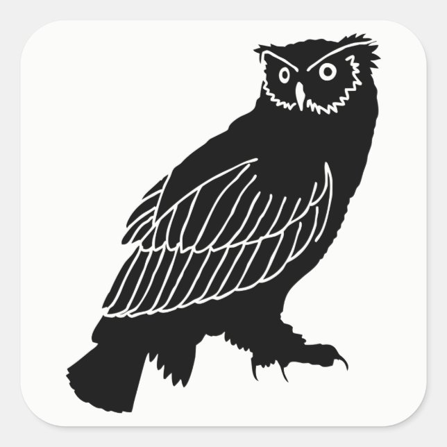 Owl Silhouette Square Sticker (Front)