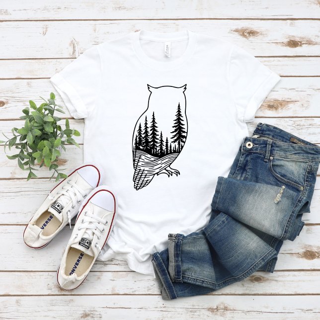 Owl Silhouette with Forest Scene T-Shirt (Creator Uploaded)