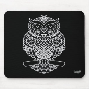 Owl (single black) - Mouse Pad