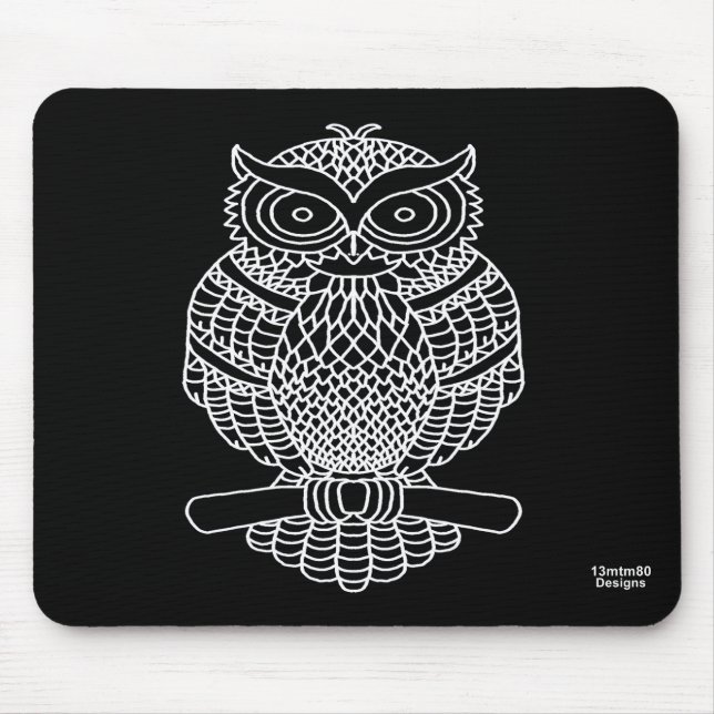 Owl (single black) - Mouse Pad (Front)