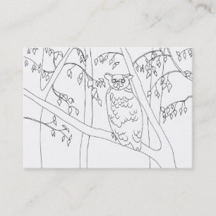 Owl Sitting in a Tree Colouring Business Cards