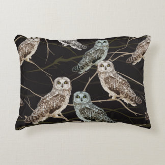 owl sitting on a branch decorative cushion