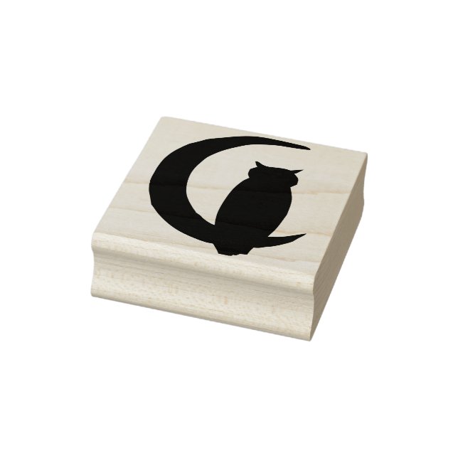 Owl sitting on crescent moon silhouette art stamp (Stamp)