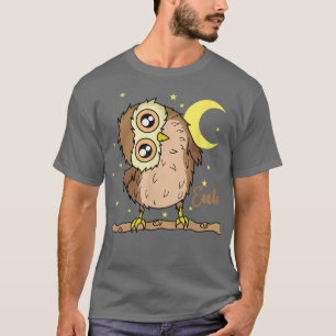 Owl sleeping Type Night active Moon with Stars T-Shirt