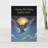 Owl Soars Above Clouds on Starry Moonlit Night Sky