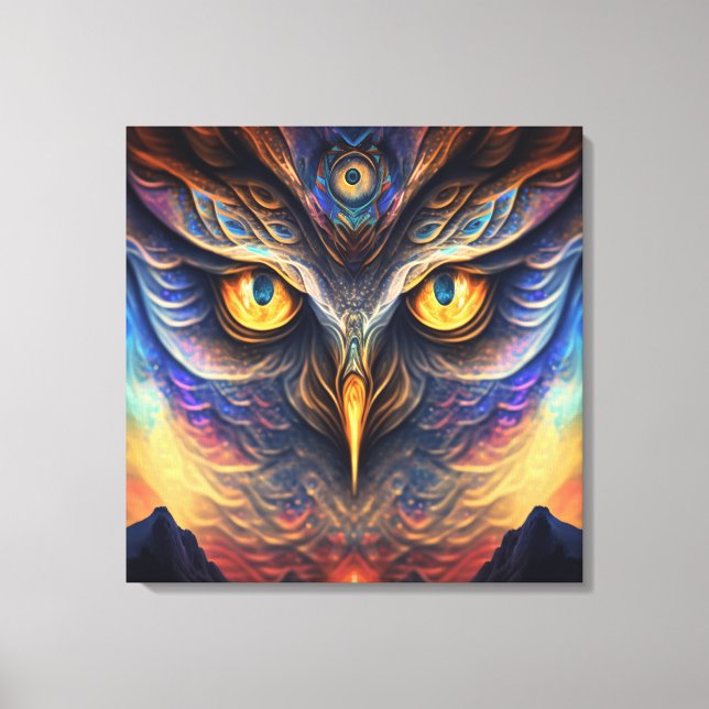 Owl Spirit Animal Neon Wisdom Deep Connection Canvas Print (Front)