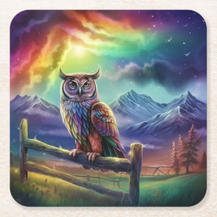 Owl Square Paper Coaster