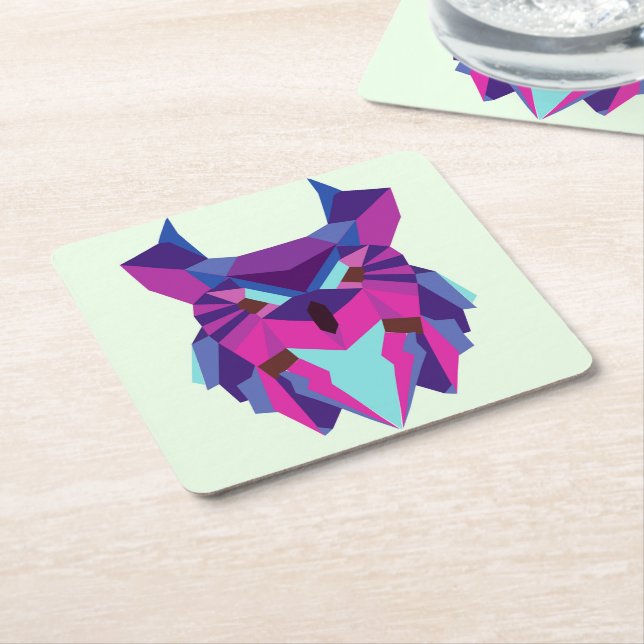 Owl Square Paper Coaster (Angled)