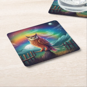 Owl Square Paper Coaster